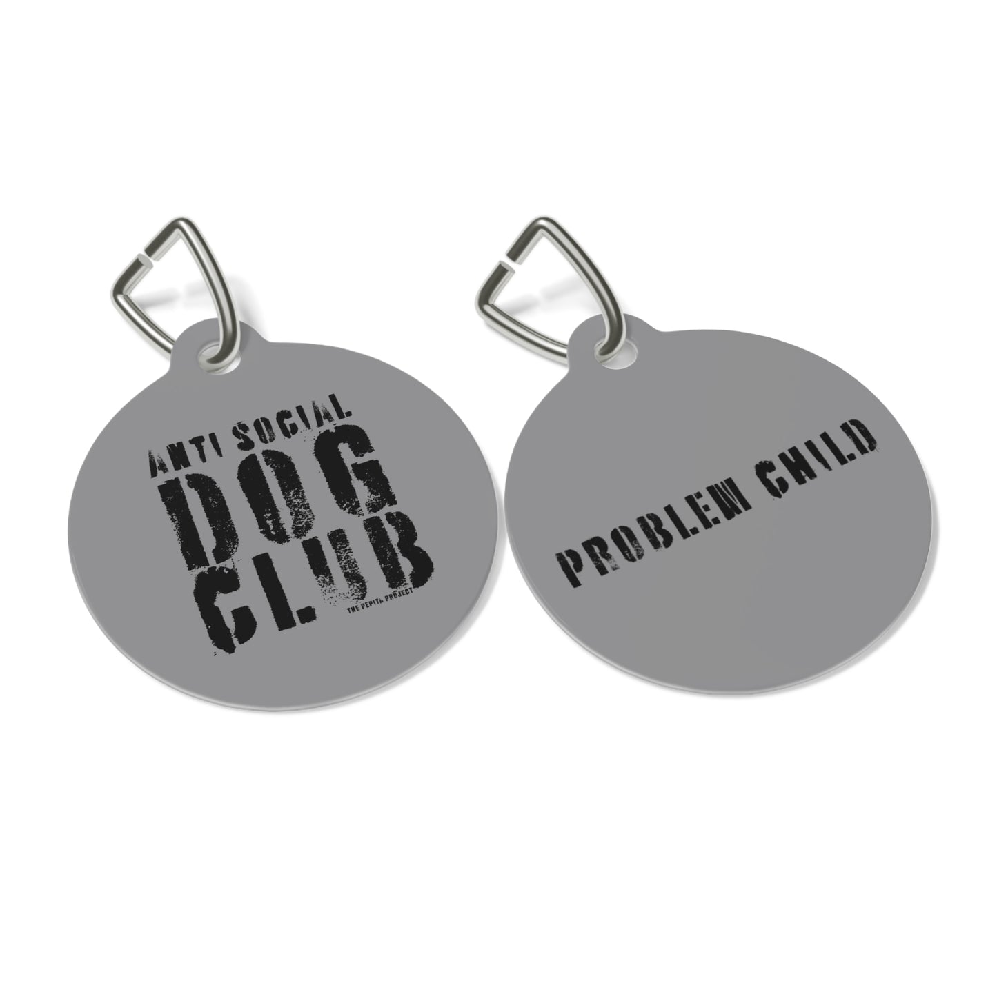 the anti social dog club : problem child dog tag