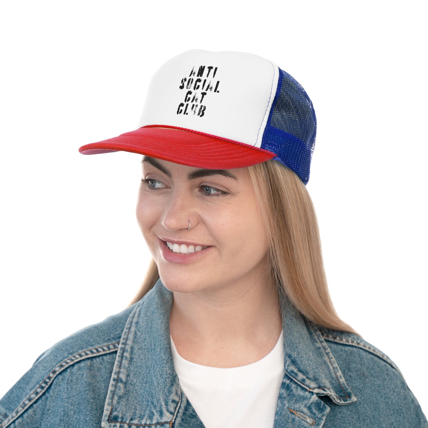 the anti social cat club trucker hat