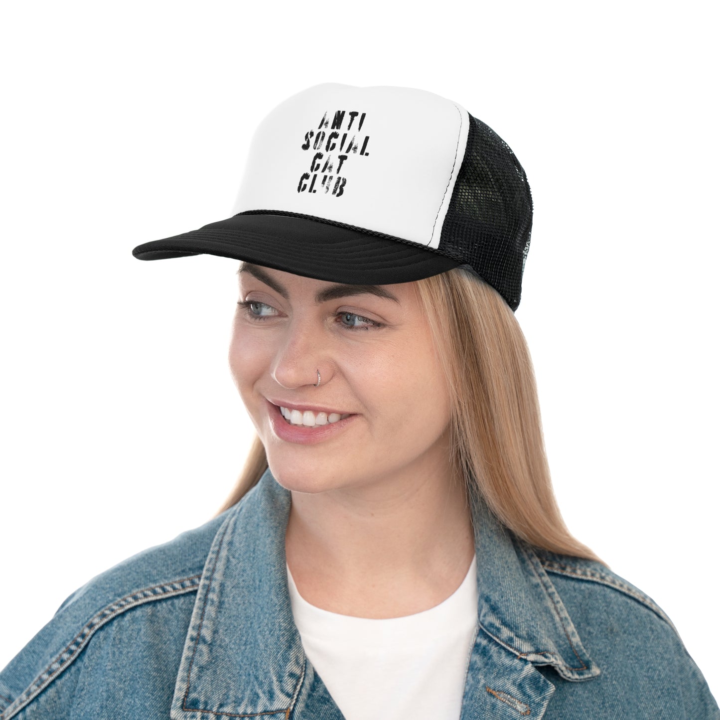 the anti social cat club trucker hat